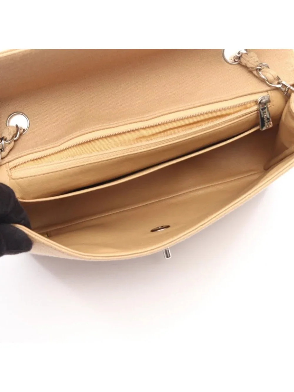 Chanel Shoulder Bag Quilted Single Flap Beige Chain